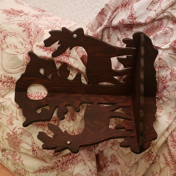 Antique Primitive Lodge Look Corner Shelf - Picture 2 of 5